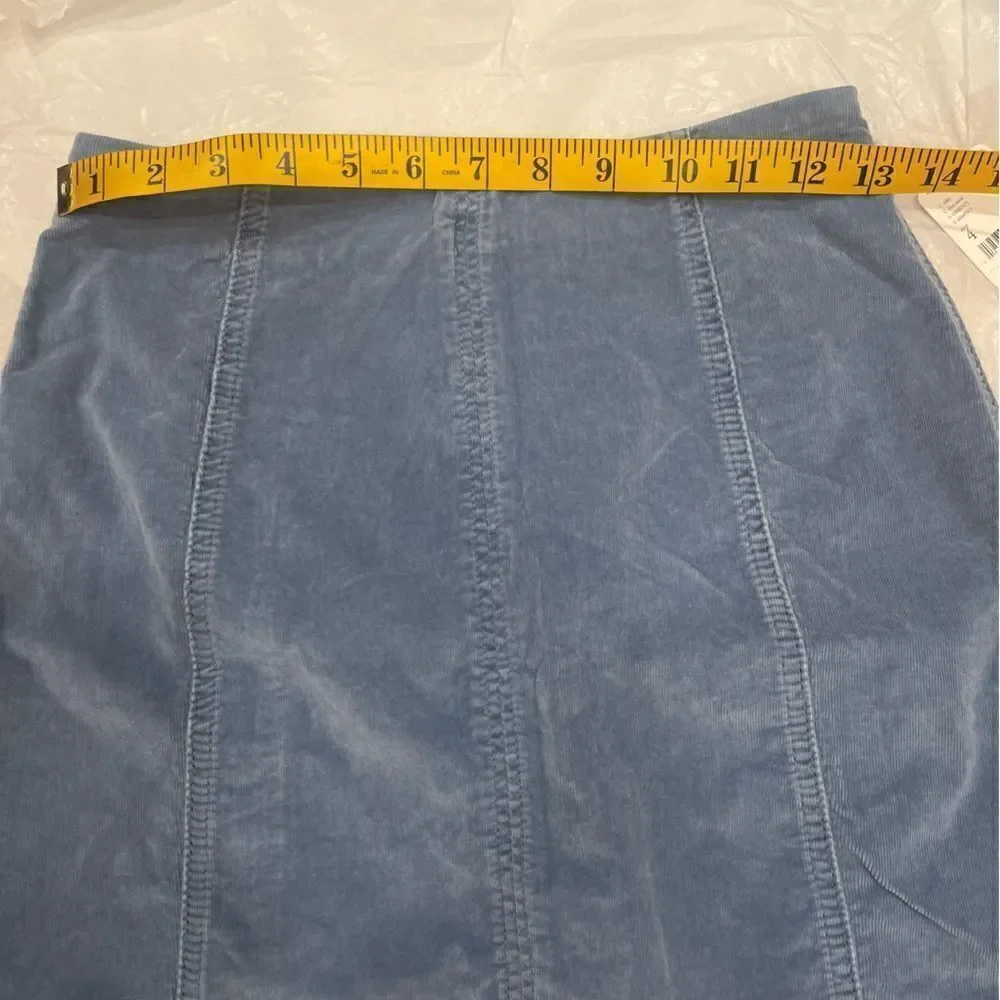 Free People Modern Femme Cord Mini Skirt In Metal Blue .Size 4 - Picture 12 of 13